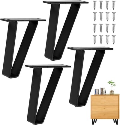 Tafelpoten Set - Meubelonderstel - DIY Meubels Maken - Met Vloerbeschermers - 17 cm Hoog - Zwart