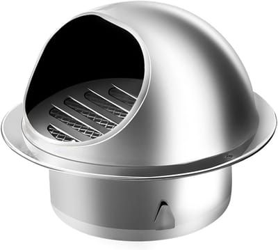 Ventilatierooster Rond - Muurrooster RVS - Buitenlucht Toevoer - Wind en Regenbestendig - 80 mm - Zilver