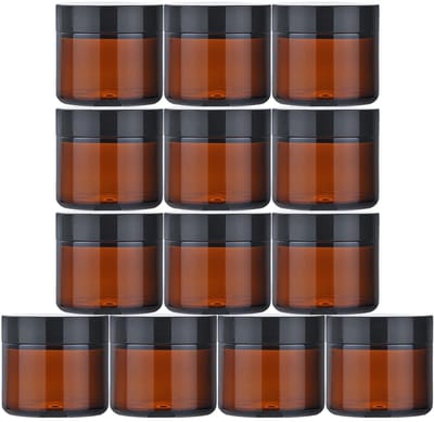 13 stuks 60 ml amberkleurige glazen potten, lege cosmetische potten met deksels, lege glazen potten gezichtscrème lotion opslagpot voor make-up, monster, reisgebruik