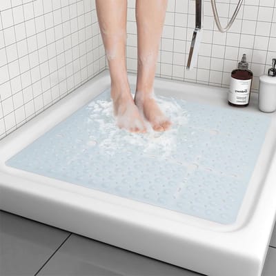Antislip Douchemattens, 69 x 69 cm, Badmat voor Badkuip met Zuignappen en Afvoergaten, Veiligheid voor Ouderen en Kinderen