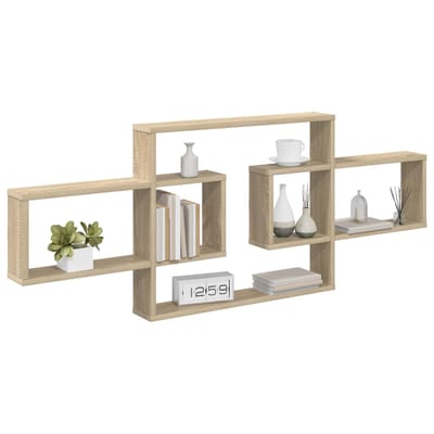 vidaXL - Wandplank - Sonoma - Eiken - 130 - x - 10 - x - 50 - cm - Bewerkt - hout