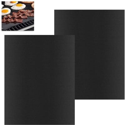 Dailygoods - Baking Mats, 2 siliconen bakmatten, 40 x 50 cm, magnetronmatten, zwart, herbruikbare bakmatten, geschikt voor grillen, braden en bakken groenten