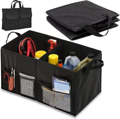 Lukardie® Kofferbak Organizer Auto - Opbergbox 50L Zwart - Inhoud 53x38x25,5 cm - Tussenschotten Opvouwbaar Polyester