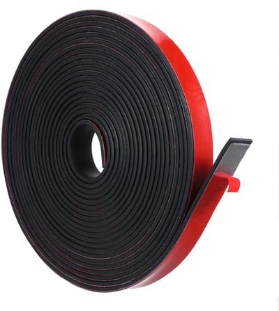 strips, zelfklevend, bouwbeschermingsmat, 20 mm (B) x 1 mm (D) x 4 m (L), neopreen rubberen strips, massief rubber, plakband voor rubberen afdichting, DIY, vloerbescherming, stootbescherming