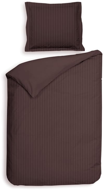 Heckettlane Dekbedovertrek Banda - Bedlinnen met Strepen - 140x200-220 cm - Eenpersoons - Bruin - Dekbedovertrek van 100% Katoen-Satijn