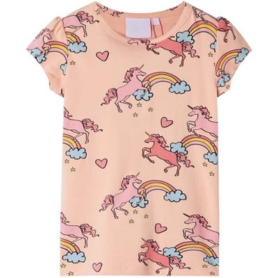 vidaXL - Kinderpyjama - met - korte - mouwen - 140 - lichtoranje