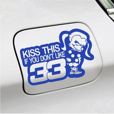 Bumpersticker - Kiss This If You Dont Like 33 - 13,4 X 20 - Blauw