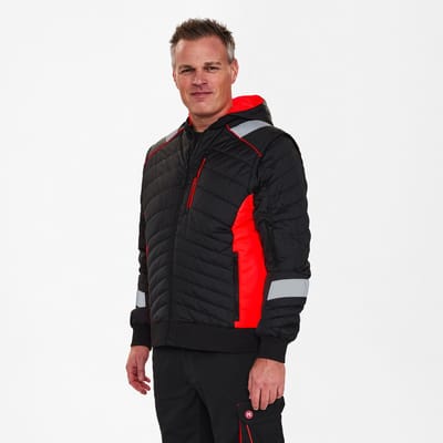 Engel Cargo gewatteerd jack 1870-224 - Black / Hi-vis Red - XS
