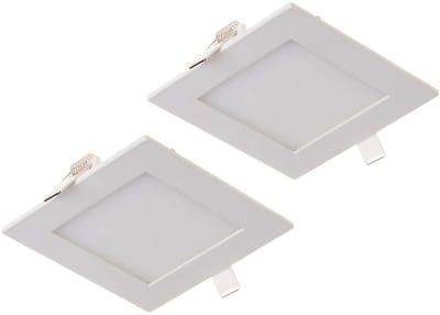 LED inbouwspot vlak LED inbouwpaneel LED plafondlamp wit, aluminium, 3W 130lm warm wit, LxBxH 8,4x8,4x1,2cm, set van 2