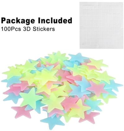 100x Glow in the dark sterren - Ster - Sterrenhemel - Lichtgevende sterren plafond - Muurstickers - Stickers - Kinderkamer versieren - Lichtgevend - Glowing stars luminous - Kunststof - Jonyx