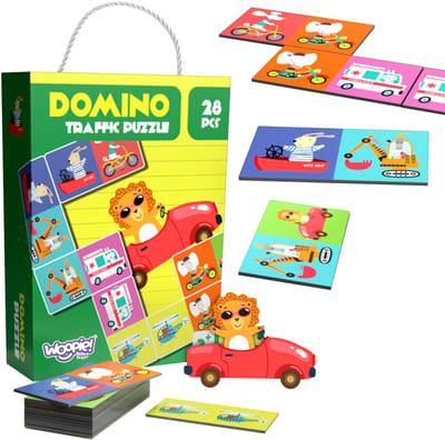 Woopie Educatief spel Transportdieren Montessori Domino-puzzel