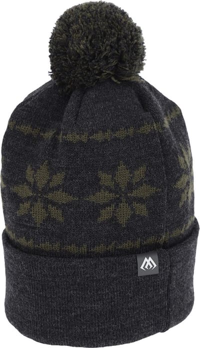 Mikado Beanie Winter Muts – Warme Vis Muts met Pompon – Grijs Groen
