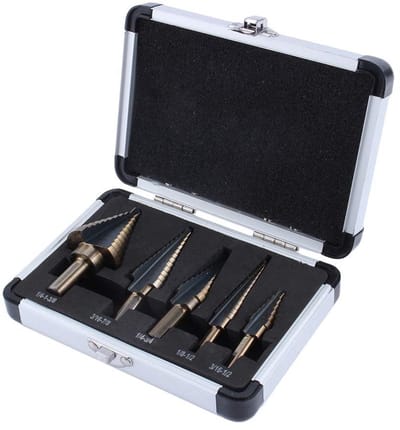 Allecto - Trapboor - 50 st. klassieke trapboorset - snel en soepel zagen - drie-zijdige schacht - geschikt voor metaal - titanium gecoat