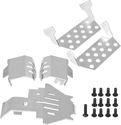 RC Chassis Bescherming - Pantserplaat Set - RC Auto Onderhoud - Roestvrij Staal - 5 Stuks - Zilver