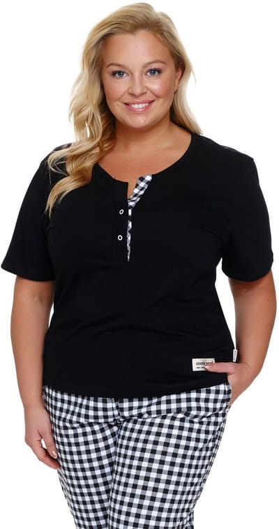 Doctor Nap Pyjama Dames Volwassenen Korte Mouw Lange Broek Zwart PM.7267 44 / XXL