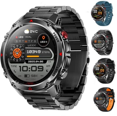 Golden Sound GPS Smartwatch Heren - 1.46'' AMOLED Display - GPS 5 satellieten - 5ATM Waterdicht - 200+ sportmodi - Belfunctie - Barometer - Stappenteller - Bloeddrukmeter - Hartslagmeter - 540 mAh - Dark Grey