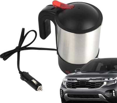 Elektrische Waterkoker Auto - Reis Waterkoker - Warme Dranken Bereiden - Antislip Basis - 18x15x12 cm - Zilver