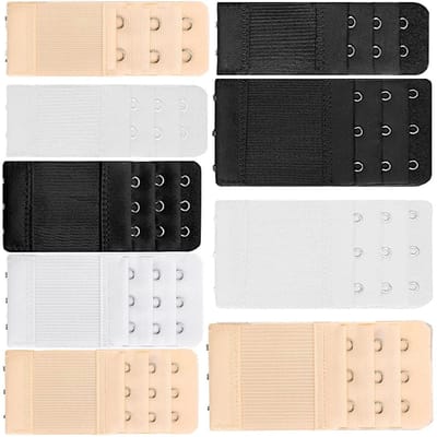 Dailygoody - Beha-extender - Verlengingsset - Comfortabel en elastisch - Zwart, wit en Beige - Ondergoed - Geschikt voor dames - 9-delige set