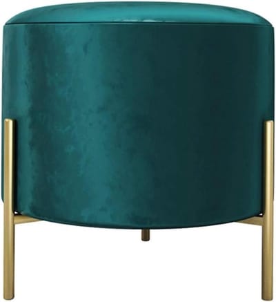 Stoel, voetenbank Ottomaanse kleine voetenbankjes ronde stoffen sofa kruk schoenenkrukken smeedijzeren krukje krukje opstapkruk/groen/40 x 40 cm