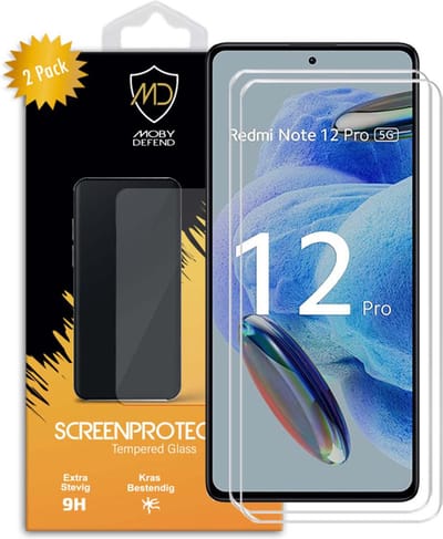 2-Pack MobyDefend Screenprotectors - Geschikt voor Xiaomi Redmi Note 12 Pro 5G - Case-Friendly Screensavers - Gehard Glas