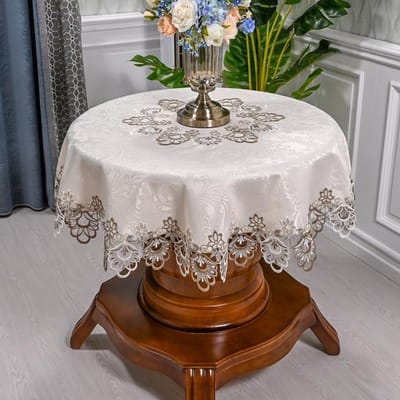 Ronde tafelkleed Kunst Huishouden Kant Tafelkleed Tafel Eettafelhoes Europa Geborduurde Bloem Stoffen Tafelmat Stofhoes Diameter 195cm