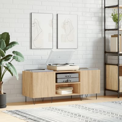 vidaXL - Platenkast - 121x38x48 - cm - bewerkt - hout - sonoma - eikenkleurig