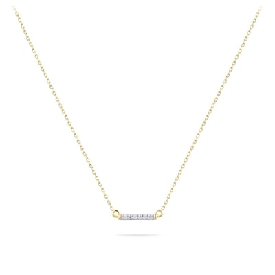 GISSER Jewels VGN009 - Staaf ketting 14kr Geelgoud gezet met Zirkonia - 1.5mm x 10mm - Lengte 38 + 4 cm