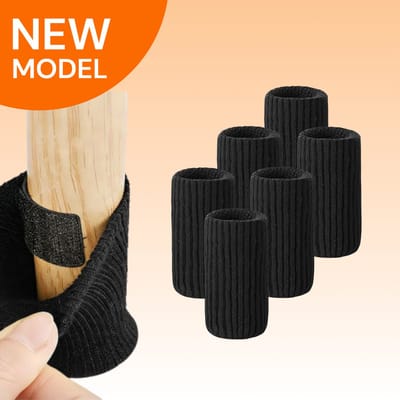 FLOOQ - Stoelpoot Doppen – Stoelpoot beschermers - Stoelpoot sokken - Klittenband - 20-55mm – 24 Stuks – Zwart
