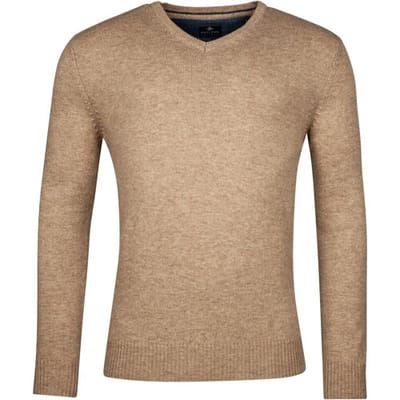 Baileys Trui V-Neck Lambswool Uni Color Single Knit Beige / male