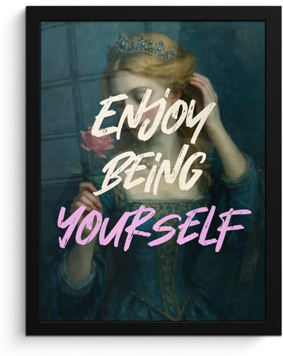 Poster in lijst - Fotolijst 30x40 cm - Posters - Vrouw - Roos - Quote - Posterlijst zwart - Decoratie - Wanddecoratie woonkamer - Muurdecoratie slaapkamer