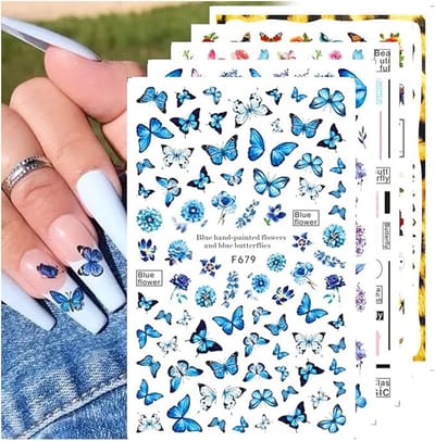 Vlinder Nagelstickers 8 Vellen Nail Art Nagel Sticker Zelfklevende Decoratie Nageldesign
