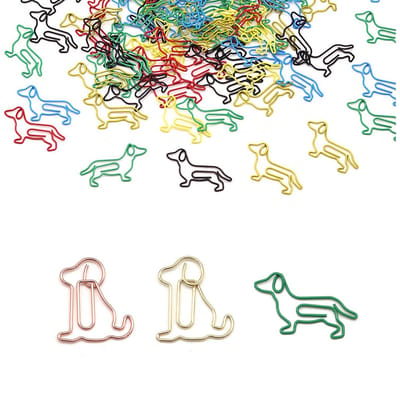 Dailygoods- Paperclips Hondenvorm - 80 Stuks - Gekleurde Papierklemmen - Decoratief - Betrouwbare Kwaliteit - Praktisch en Schattig - Kantoorclips