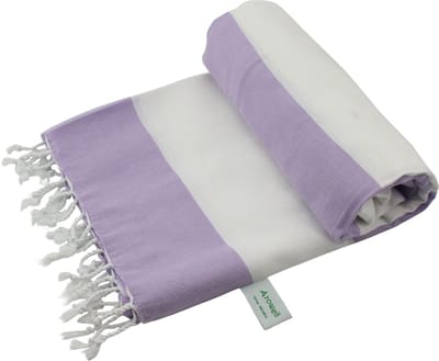 Arowell Double Banded Pestemal - Fouta - Hamamdoek - Hammamdoek - Lila - Wit - 180 x 100 cm