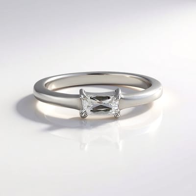 Cavill - Zilveren ring 925 Sterling Zilver geplatineerd - Achthoekige Cambodjaanse zirkoon 0,382 ct - Moderne elegante ring maat 18-20