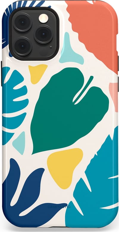 Casetastic Hoesje Geschikt voor Apple iPhone 12/12 Pro Magsafe - Stijlvolle Beschermende Duo-layer Case - Moderne Kunstbladeren