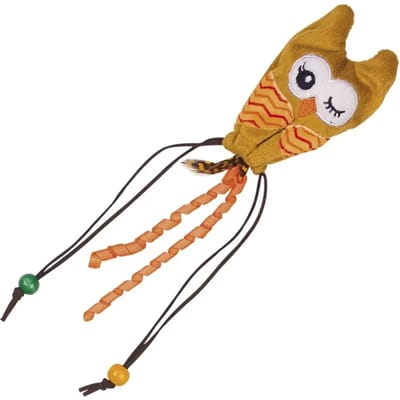Zacht speeltje voor uil kat met houten bal Nobby Pet