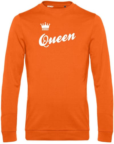 Sweater Queen unisex | oranje shirt sweater | Koningsdag kleding | Oranje | maat XS