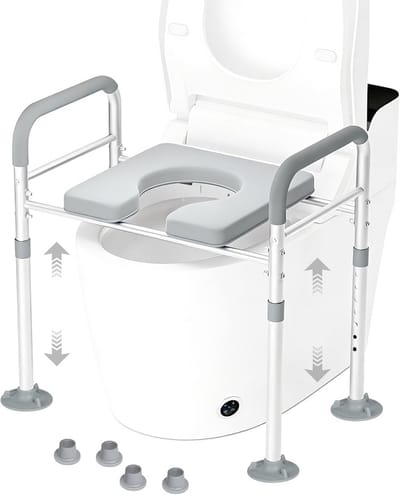 Toiletbrilverhoging - Zitverhoger - Veilig Opstaan - Met Armleuningen - 15 cm - Wit
