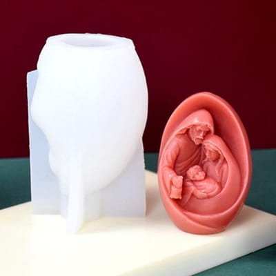 Jezus Familie Siliconen Kaarsvorm 3D Jezus standbeeld Gips hars ambachten Gietvorm Handgemaakte zeep cement kunst maken gereedschap white