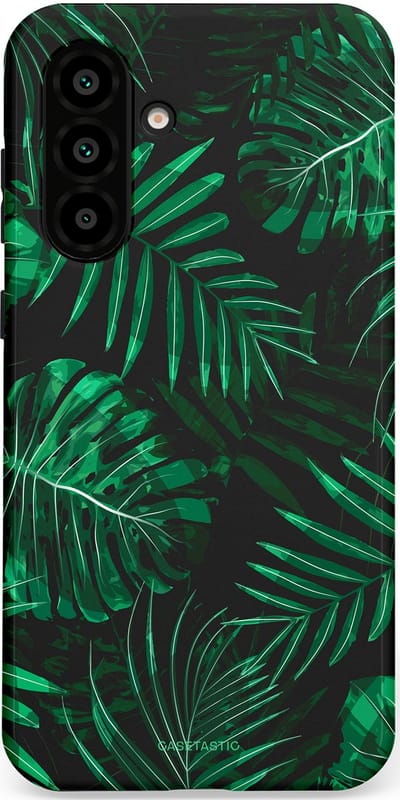 Casetastic hoesje geschikt voor Samsung Galaxy A36 / Samsung Galaxy A56 - Dubbellaagse bescherming - Jungle blad - Fashion Case - Donkergroen Zwart