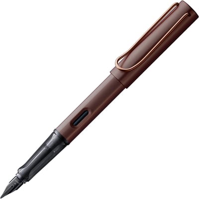 LAMY Lx vulpen 090 – Elegante vulpen van aluminium in marron met edelmetaalafwerking en zwarte PVD-staalpenpunt – Inclusief LAMY T 10 inktpatroon in blauw en geschenkverpakking