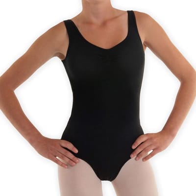 Dancer Dancewear® Zwart Balletpakje | "Classic" | Balletpak voor meisje | Katoen | Zonder mouw | Maat 146/152 - 14 jaar