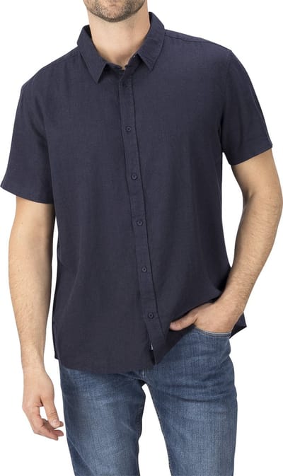 riverso Heren Overhemd RIVCarlo regular fit Blauw S Ronde Hals Volwassenen Korte mouwen linnen overhemd