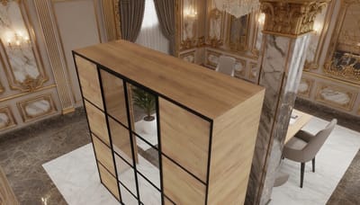 Kledingkast met Spiegel Casa Velluto Eden Grande – Luxe 4-Deurs Schuifdeurkast voor Slaapkamer en Hal – Grote Garderobekast met Laden, Planken en Kledingroede – 206,4x205x39 cm – Eiken Craft – Push-to-Open