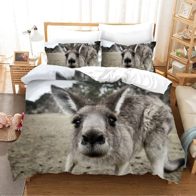 Australische Kangoeroe Dekbedovertrek King Queen Size Mooie Safari Wilde Dieren Beddengoedset voor Kinderen Tieners Volwassenen Wildlife Dekbedovertrek 140x210cm 2pcs