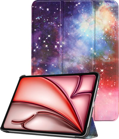 Hoes - Geschikt voor Apple iPad Air (2024/2025/2026) - 11 inch - Dun & Stevig - Trifold Bookcase - Hard Cover - Hardcover Book Case - Tablet Hoesje - Galaxy