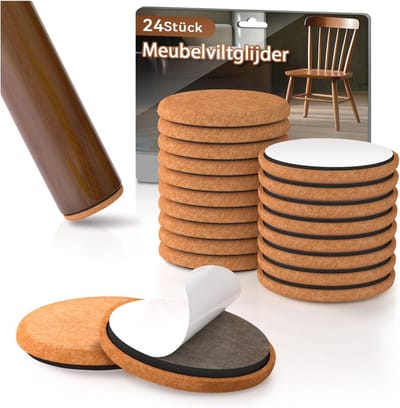 24 Stuks Zelfklevende Vilt Glijders voor Meubels - 50mm Ronde Vilt Glijders voor Stoelpoten en Vloerbescherming