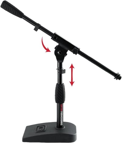 Microfoonstatief met Korte Gewogen Basis, Soft Grip Twist Koppeling en Boom Arm – Ideaal voor Opname en Live Geluid