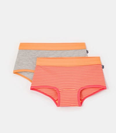 Woody Meisjesshorts – Duopack Onderbroeken – Gestreept & Grijs – Zachte Katoen - 4 jaar (Maat 104)