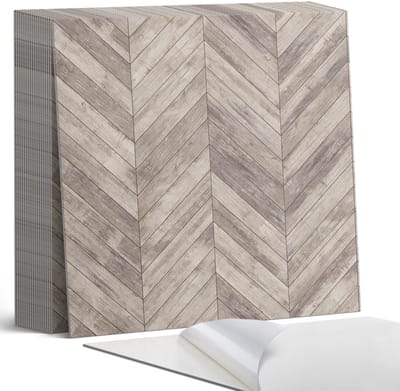 Coloray Plaktegels - Visgraatpatroon Zelfklevende Tegels - 20 cm x 20 cm - Grijs Plaktegels - 20 stuks - Vierkant PVC Tegels - Plaktegels Badkamer - Plaktegels Vloer - Vinyl Tegels Zelfklevend - Wandtegel Zelfklevend